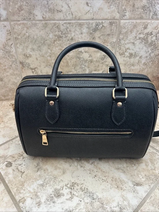 AUTHENTIC COACH ROWAN LEATHER SATCHEL ELBOW BAG PURSE CH282 BLACK - Picture 4 of 7